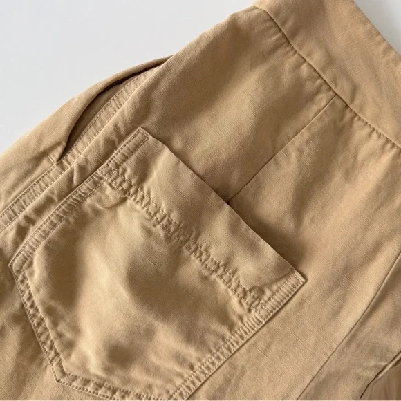 Massimo Dutti Linen Lyocell Cropped Pants High Rise Beige XS Size US 2 - Picture 10 of 10